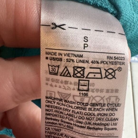 NWT Gap Tank Tops Linen Blend Turquoise & Navy Easy Comfort Medium Small - Picture 10 of 12